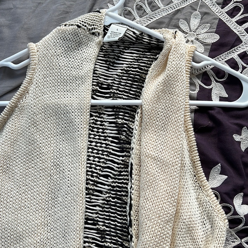 White and black chevron vest